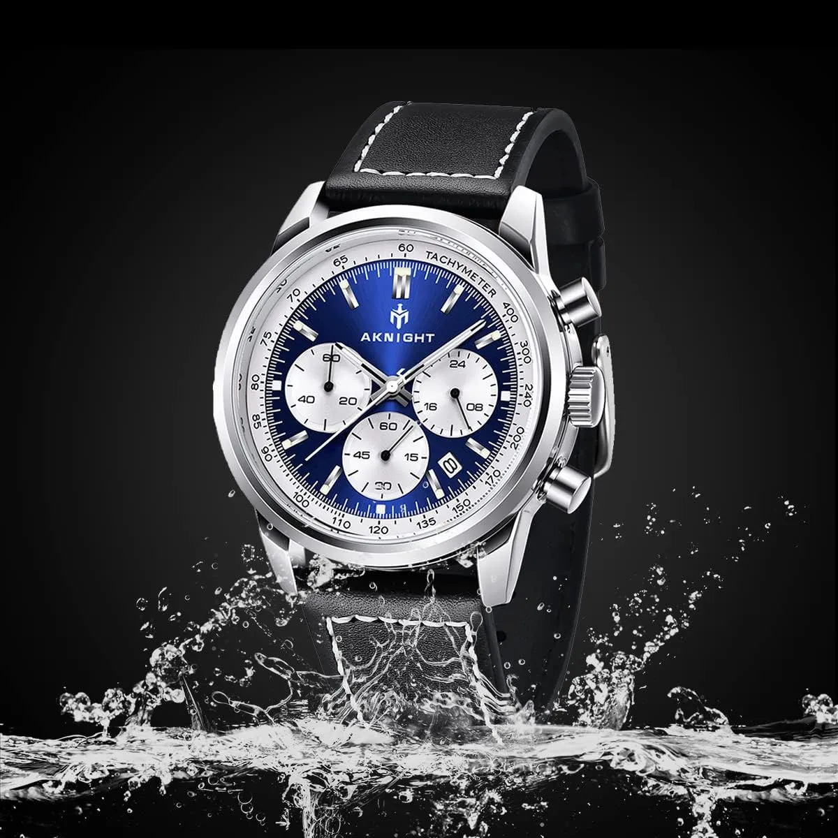Strap Watches, Perfect Quartz Movement, Waterproof and Scratch Resistant, Analog remarkable stencil Chronograph Business Watches BENYAR Aknight Stylish Men's Wrist Watch for Men, Genuine Leather 