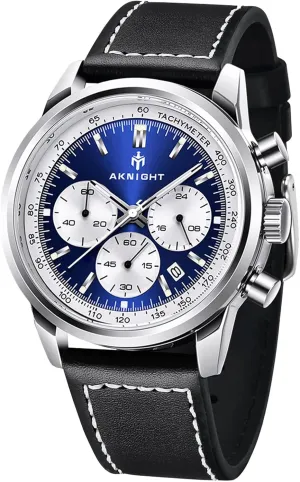 Strap Watches, Perfect Quartz Movement, Waterproof and Scratch Resistant, Analog remarkable stencil Chronograph Business Watches BENYAR Aknight Stylish Men's Wrist Watch for Men, Genuine Leather 