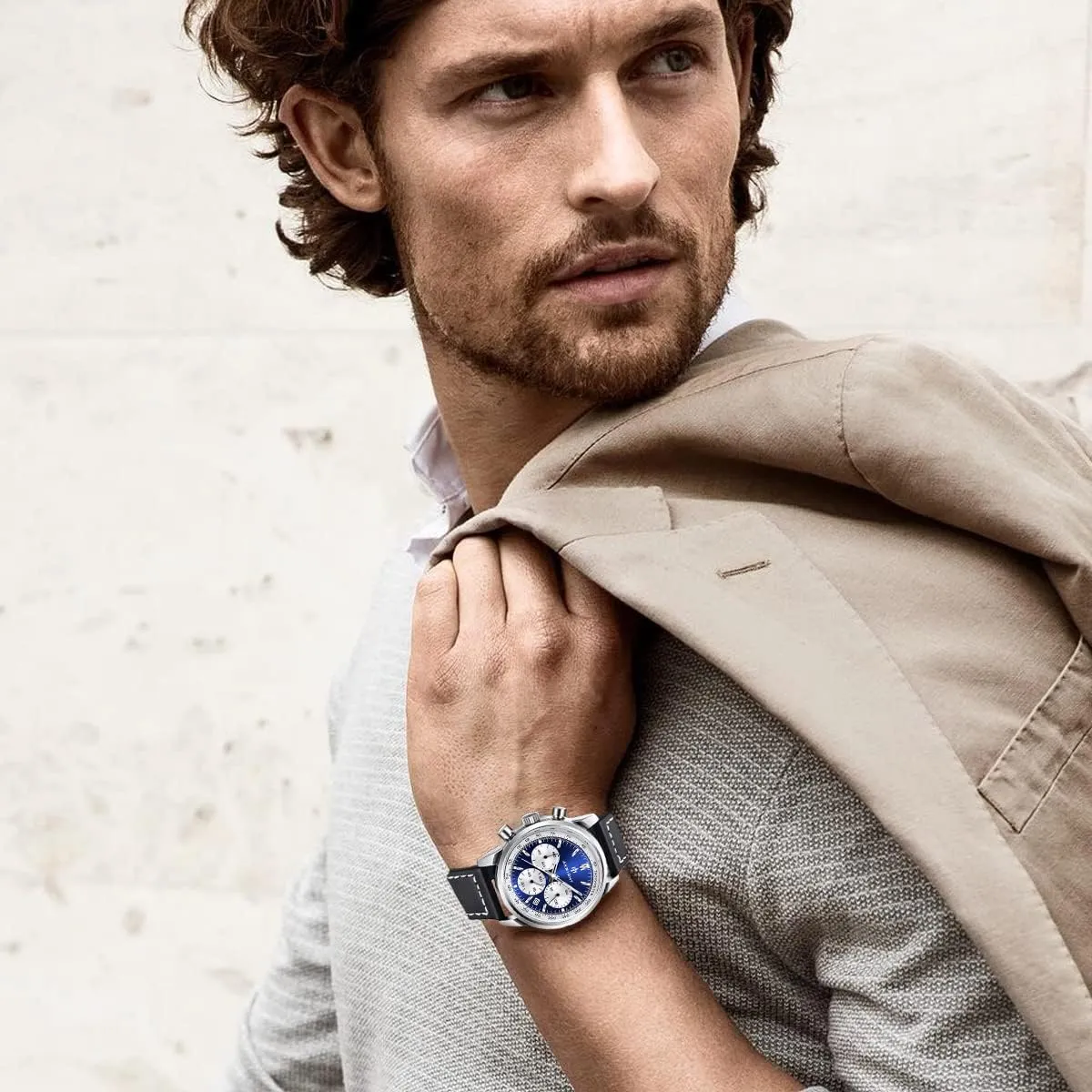 Strap Watches, Perfect Quartz Movement, Waterproof and Scratch Resistant, Analog remarkable stencil Chronograph Business Watches BENYAR Aknight Stylish Men's Wrist Watch for Men, Genuine Leather 