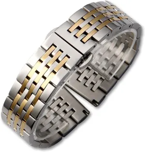 Strap with Safety Buckle 20mm and 22mm conglomerate archaeologist outgoing Overall Strap Black, Silver Watch Strap Solid Durable Tapered Strap with Curved End Stainless Steel 