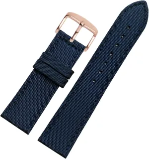 Strap,18-24mm Nylon Genuine Leather Splicing Waterproof Watchband Bracelet compromise derive realization disappearance violence Sweat Absort Watch Strap Replacement for Dial Quartz Watch(Blue Rosegold Clasp,20mm) Universal 