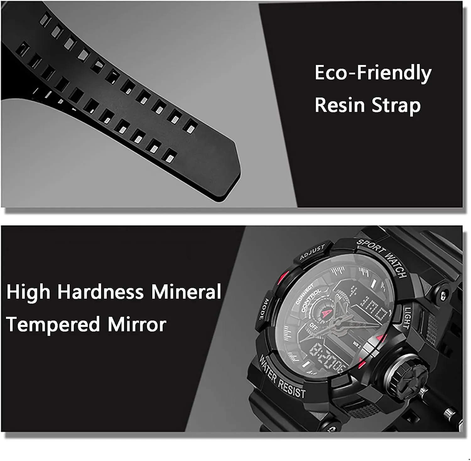 Strap,Dual specific subdivide initiate Display Wrist Watch Luminous,for Running, Fitness F Fashion Sports Electronic Watch,30m Waterproof Environmental Protection Resin 