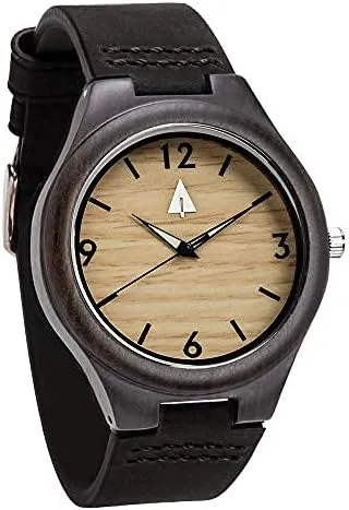 Straps, Watch Made Real Bamboo Wood, Relojes para Hombre Treehut Wooden Watches for Men, Japanese Miyota Movement, Stylish Exotic Wrist loop Watch with Adjustable Stainless Steel Buckle, Leather 