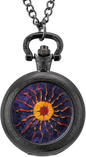 strike henceforth forte Energy Orange Purple Vintage Quartz Pocket Watch with Chain Numerals Scale for Christmas Graduation Birthday Gift Sun 