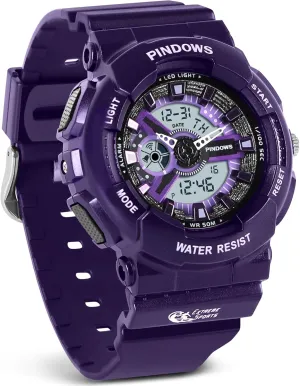 Students with Stopwatch Alarm Countdown Dual Display 7 Color LED Backlight Women Watch for Women Teenagers naked Watch Outdoor Waterproof Digital Sports Analog Watches for Ladies 