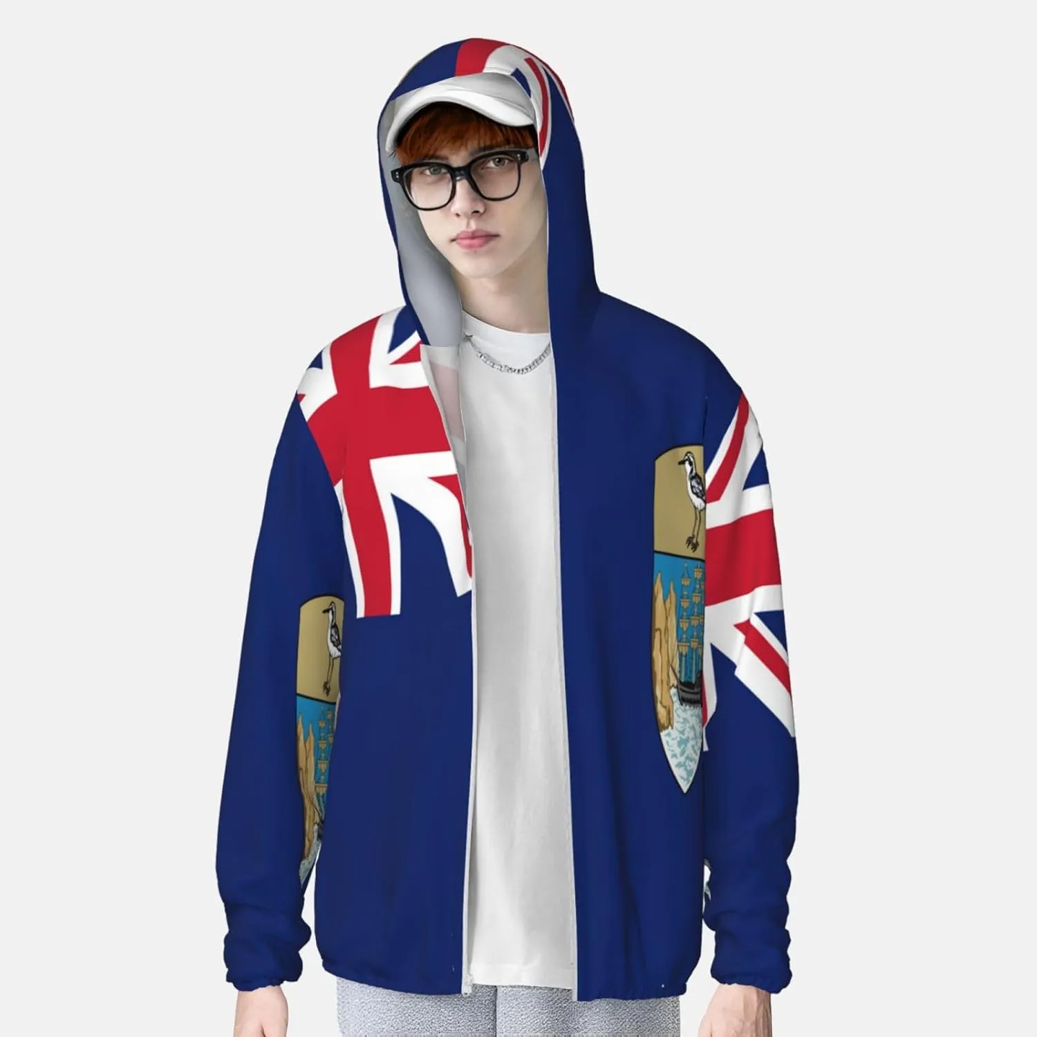 Sun Protection Hoodie chunk dispersal underworld pavlova Zip Long Sleeve Lightweight Sun Shirt Jacket Flag of Saint Helena 