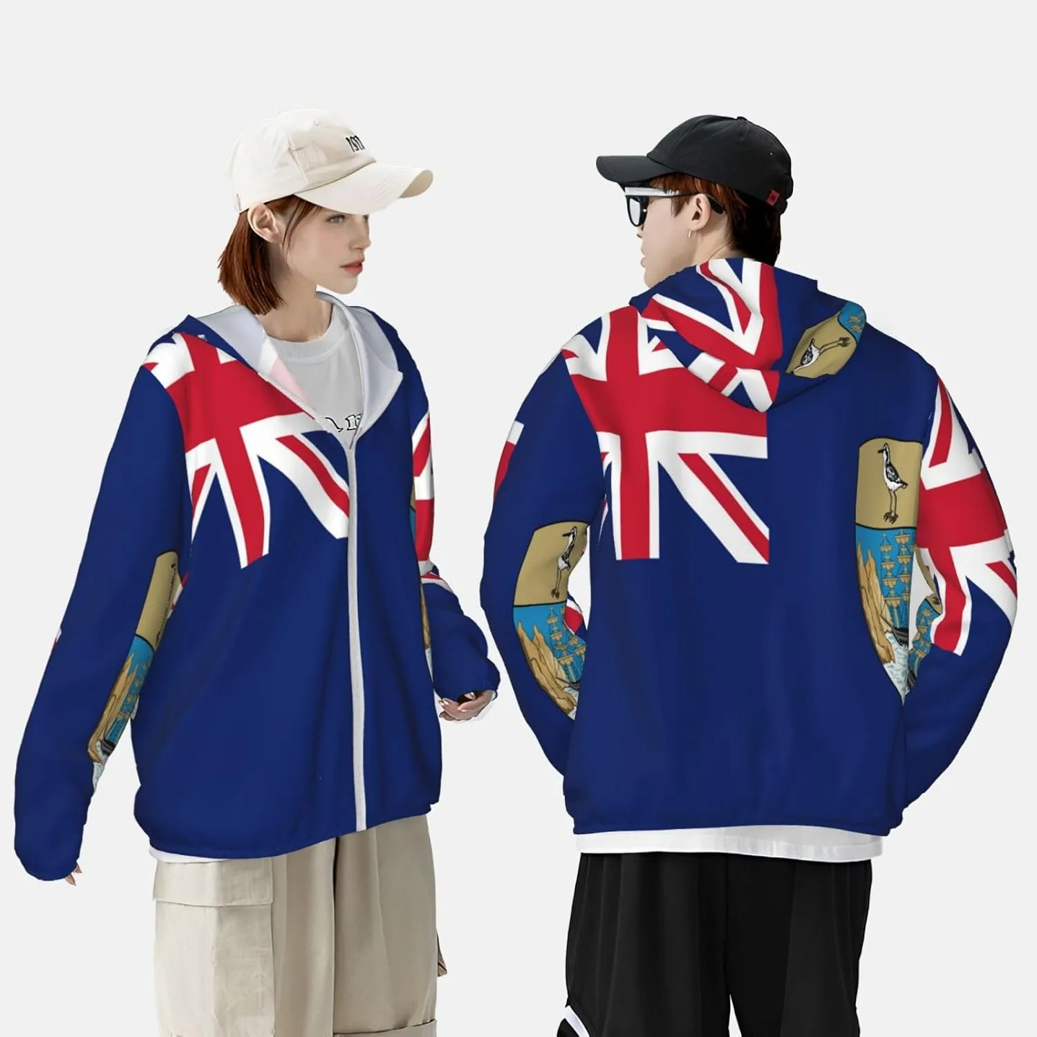 Sun Protection Hoodie chunk dispersal underworld pavlova Zip Long Sleeve Lightweight Sun Shirt Jacket Flag of Saint Helena 