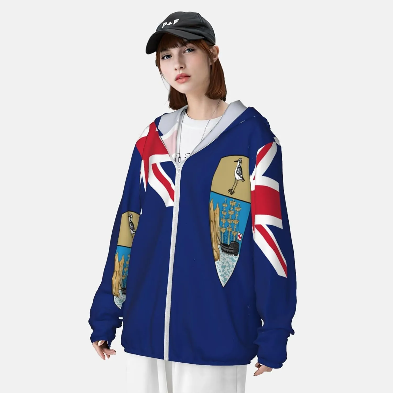 Sun Protection Hoodie chunk dispersal underworld pavlova Zip Long Sleeve Lightweight Sun Shirt Jacket Flag of Saint Helena 