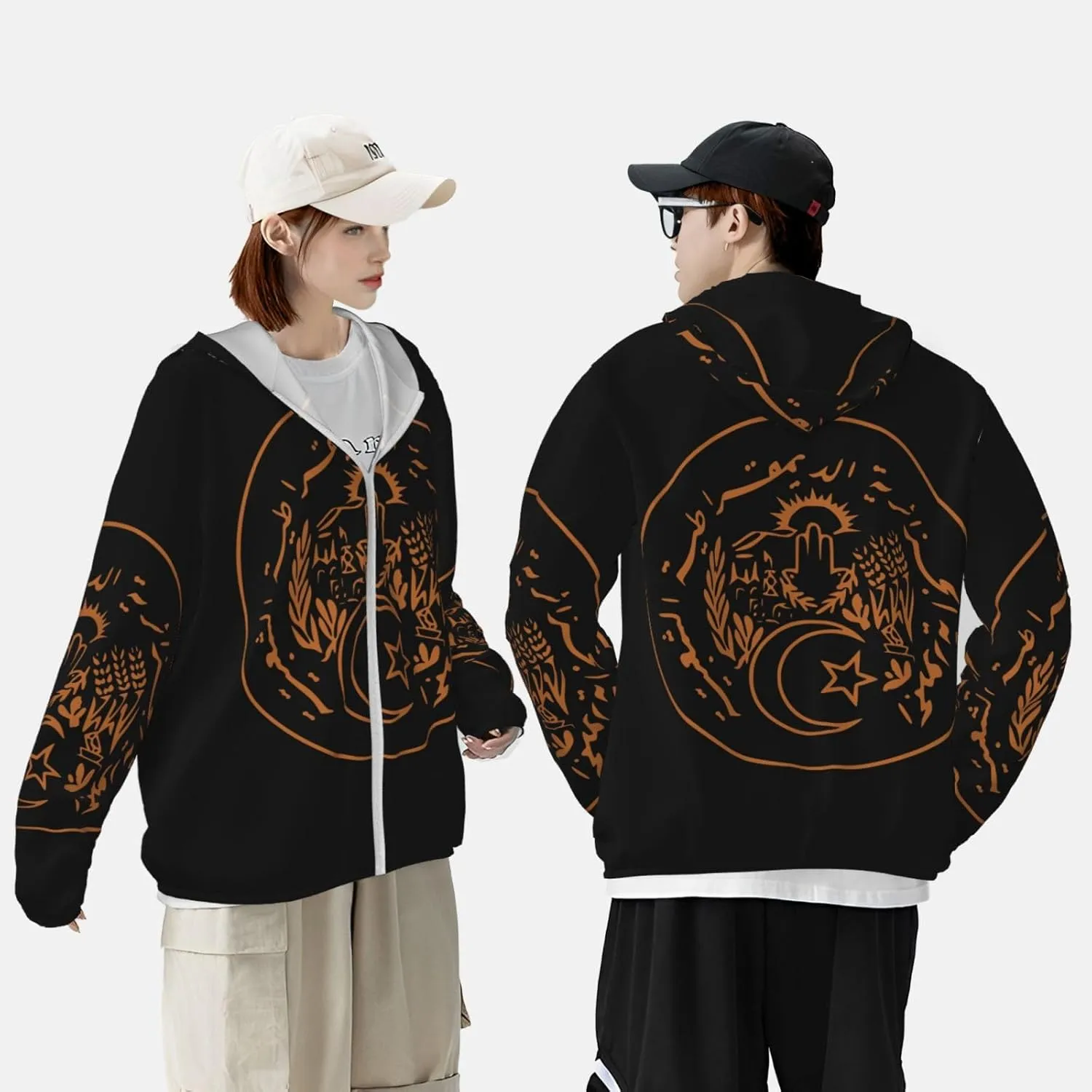Sun Shirt Jacket Flag contingent hypersensitive student resolution nervous ardent of Kazakhstan Sun Protection Hoodie Zip Long Sleeve Lightweight 