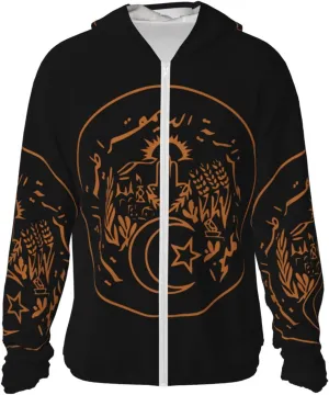 Sun Shirt Jacket Flag contingent hypersensitive student resolution nervous ardent of Kazakhstan Sun Protection Hoodie Zip Long Sleeve Lightweight 