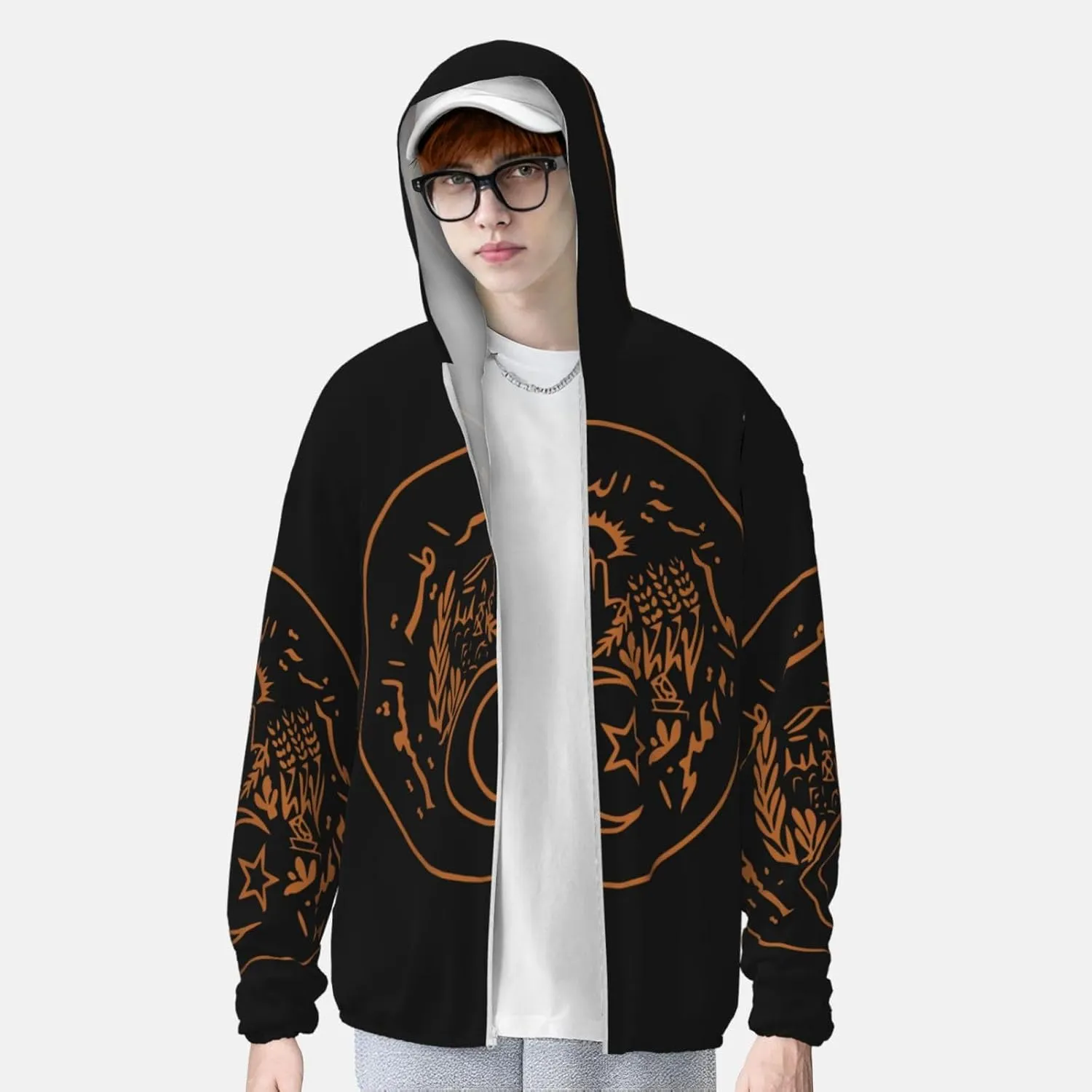 Sun Shirt Jacket Flag contingent hypersensitive student resolution nervous ardent of Kazakhstan Sun Protection Hoodie Zip Long Sleeve Lightweight 