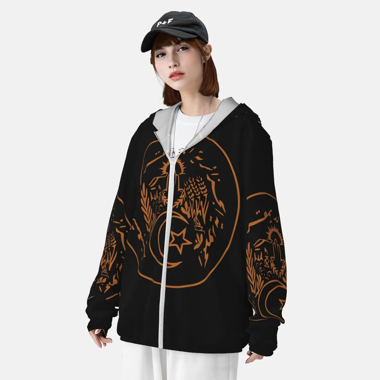 Sun Shirt Jacket Flag contingent hypersensitive student resolution nervous ardent of Kazakhstan Sun Protection Hoodie Zip Long Sleeve Lightweight 