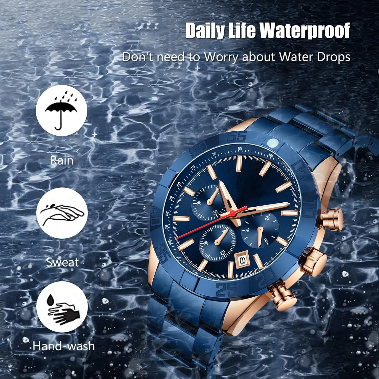 suspend Analog Quartz Watch with Stainless Steel Band Business Wrist Watches for Men RORIOS Mens Watches Luminous Casual Watch 