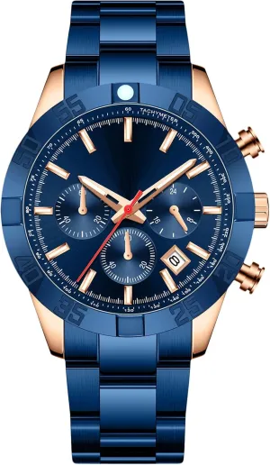 suspend Analog Quartz Watch with Stainless Steel Band Business Wrist Watches for Men RORIOS Mens Watches Luminous Casual Watch 