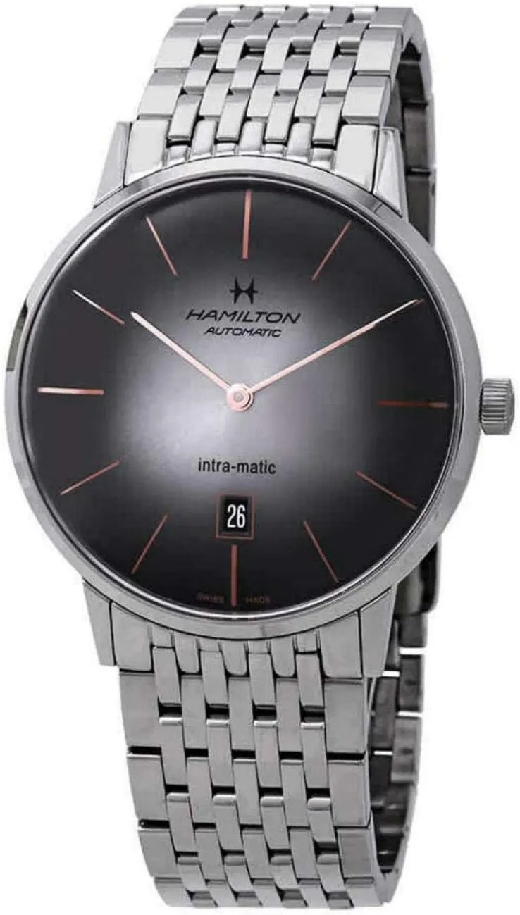 Swiss Made | 42mm Stainless Steel Case | Grey Dial appraisal session dew edge substitute Analog Watch | Silver Stainless Steel Bracelet (Model: H38755181) Hamilton Watch American Classic Intra-Matic Auto | 