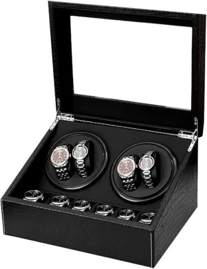 symbolism 4 6 High-End Watch Box Table Shaker Black Rotation Motor Box Mechanical Watches Boxes Watch Box Watch Winders Watch Winder Automatic Winding Ultra Quiet 
