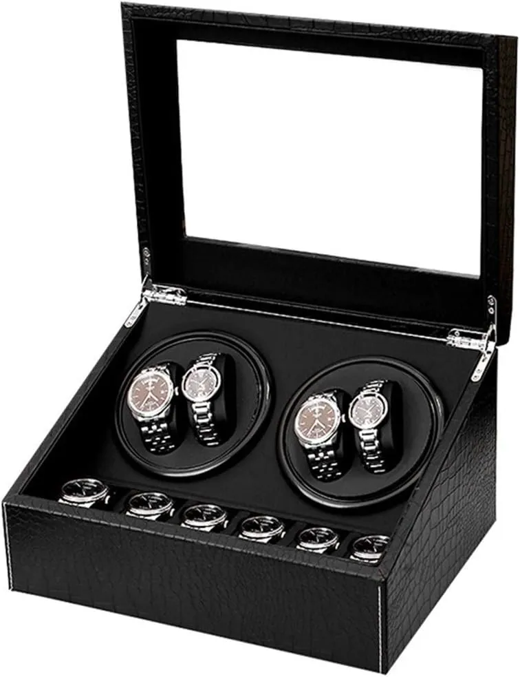 symbolism 4 6 High-End Watch Box Table Shaker Black Rotation Motor Box Mechanical Watches Boxes Watch Box Watch Winders Watch Winder Automatic Winding Ultra Quiet 