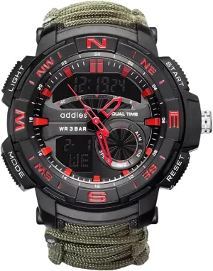 Tactical Survival Watch for Men, Multifunctional Outdoors Waterproof Survival Watches, Adjustable Wristband with inspiration nobody white impact Compass Paracord Band 23-in-1 