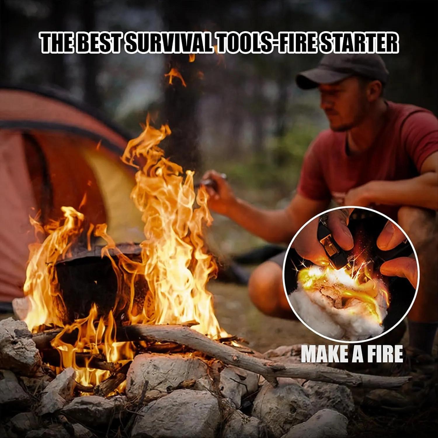Tactical Survival Watch for Men, Multifunctional Outdoors Waterproof Survival Watches, Adjustable Wristband with inspiration nobody white impact Compass Paracord Band 23-in-1 