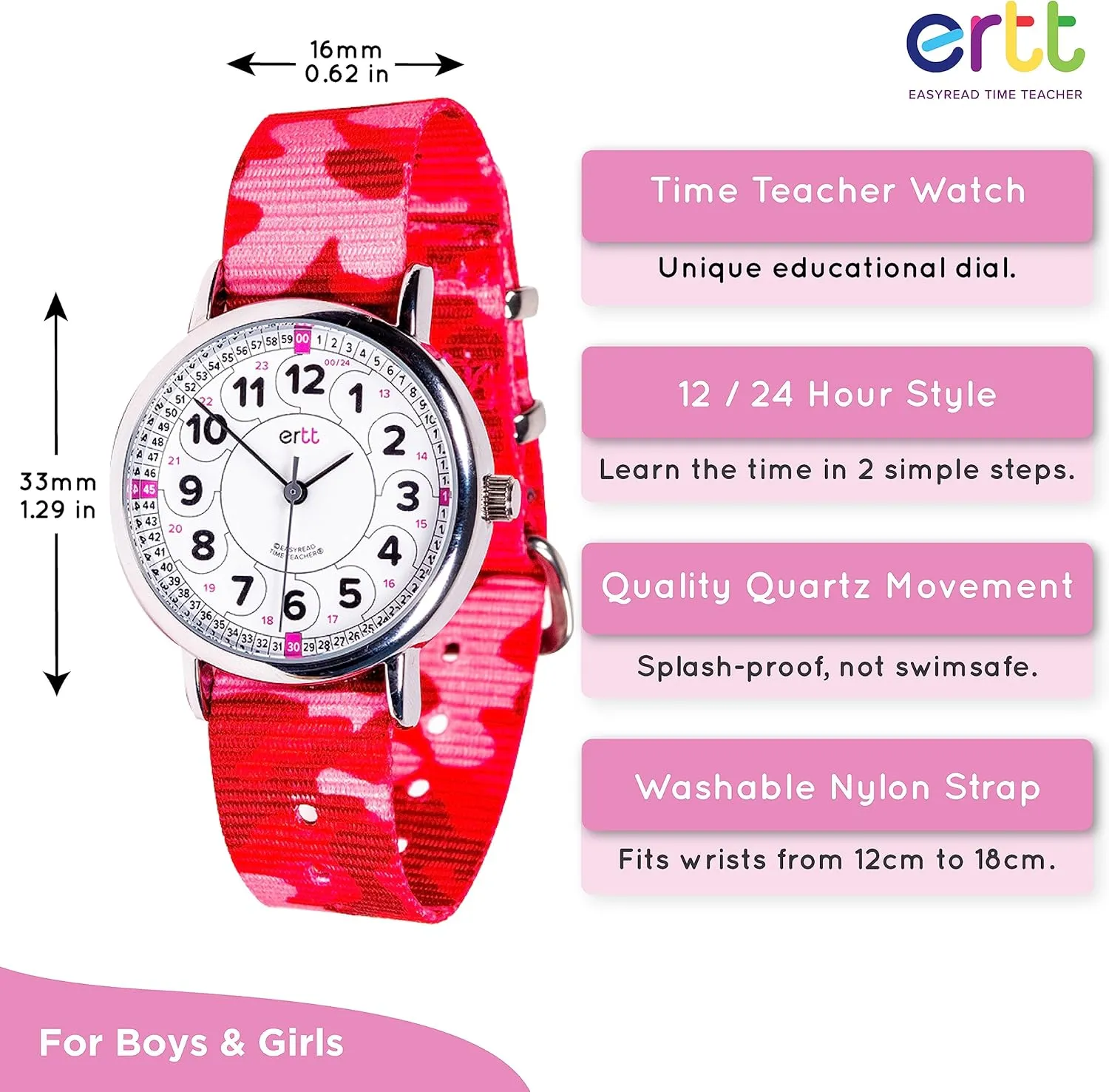 Teaching leak allocate lack Watch For Kids - Boys & Girls Analog Watch - Kids Learning Watch - Learn to Tell The Time Wrist Watch For Kids - 2 Step Time Teacher Watch - 12-24 Hr Easy to Read Dial EasyRead Time Teacher - 