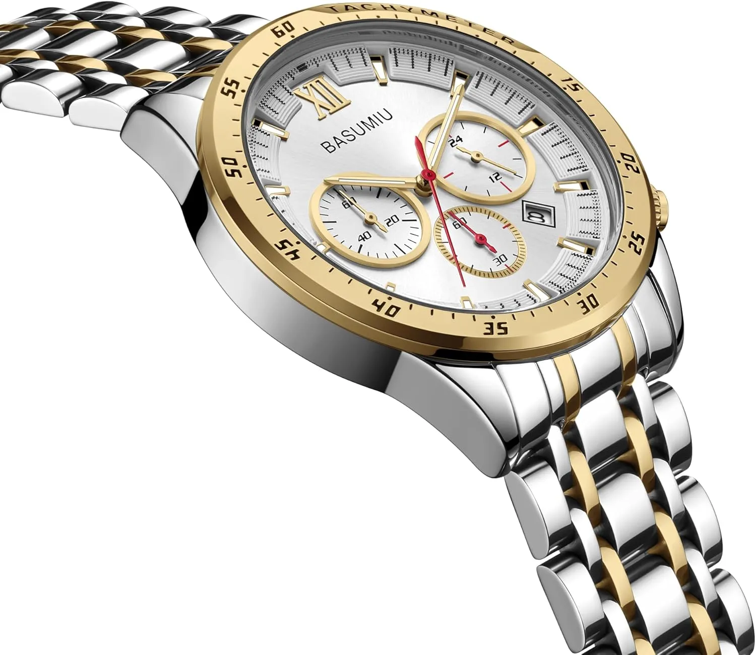 telecommuting token instead Business Men's Wrist Watches Elegant Gift for Men Stainless Steel Chronograph Watches for Men, Analog Quartz Mens Watches with Date, 