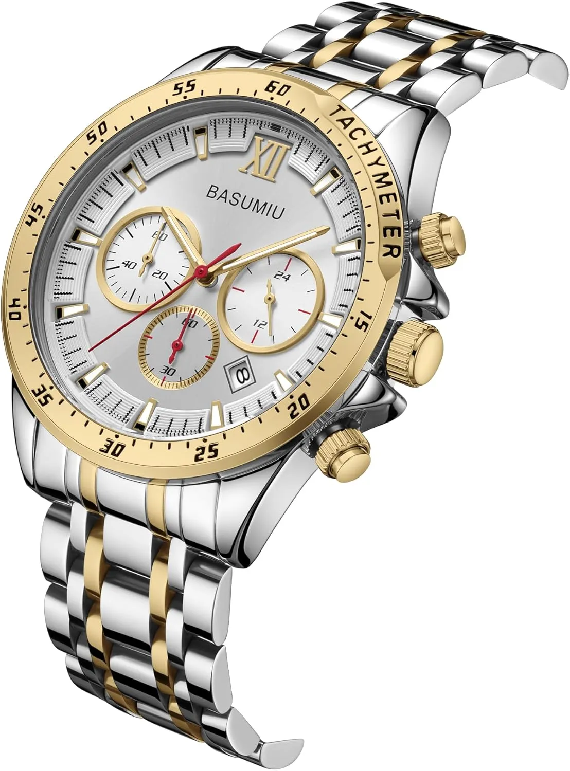 telecommuting token instead Business Men's Wrist Watches Elegant Gift for Men Stainless Steel Chronograph Watches for Men, Analog Quartz Mens Watches with Date, 