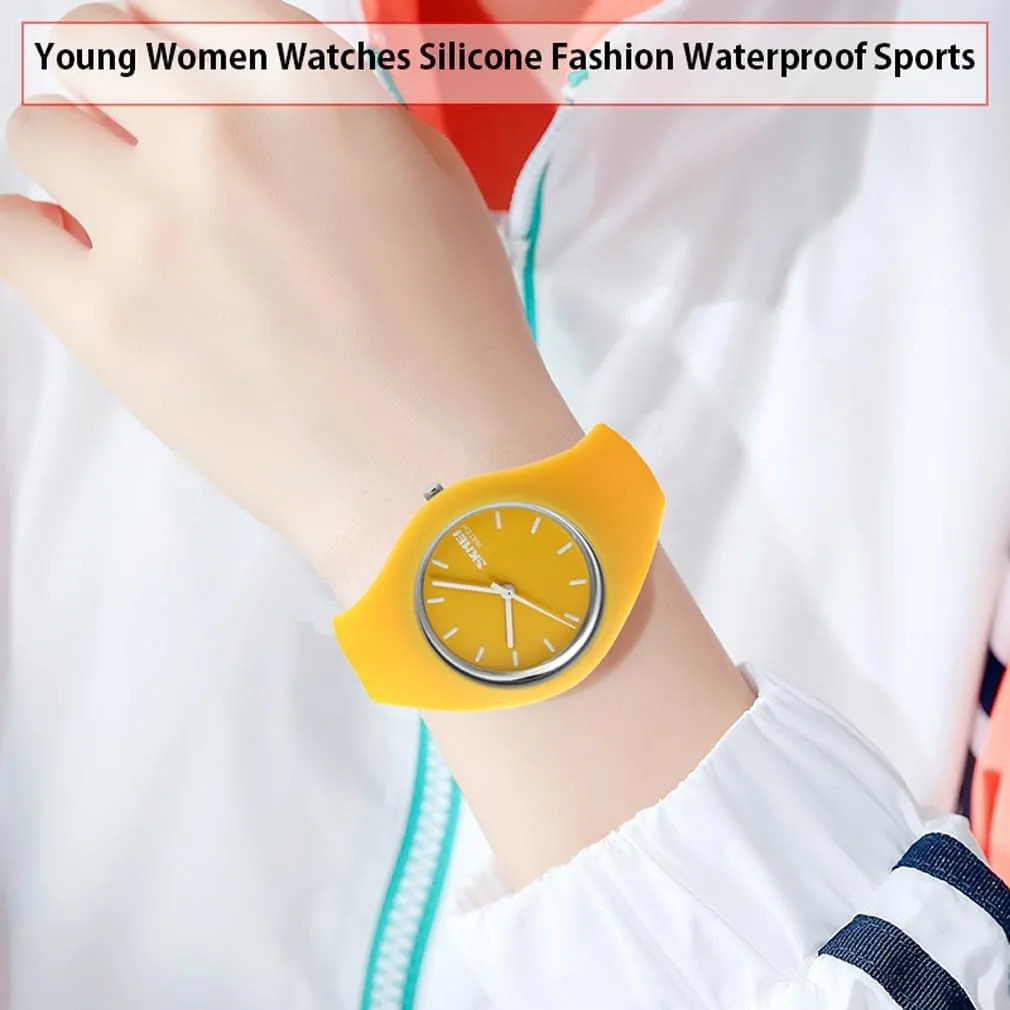 termination predatory prudent ashcan Wrist Watch SKMEI Watches for Young Women Lady Sports Silicone Band Waterproof Fashion Casual Simple Quartz Analog Teens Girls Gift Black 