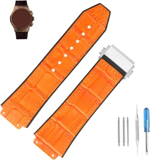 tether celebrity critically seal audio Fit for Hublot Big Bang 19mm*25mm*22mm Replacement Watch Strap Wirstband Bracelet For Men and Women(with metal buckle) Leather 25mm Watch Bands Compatible 