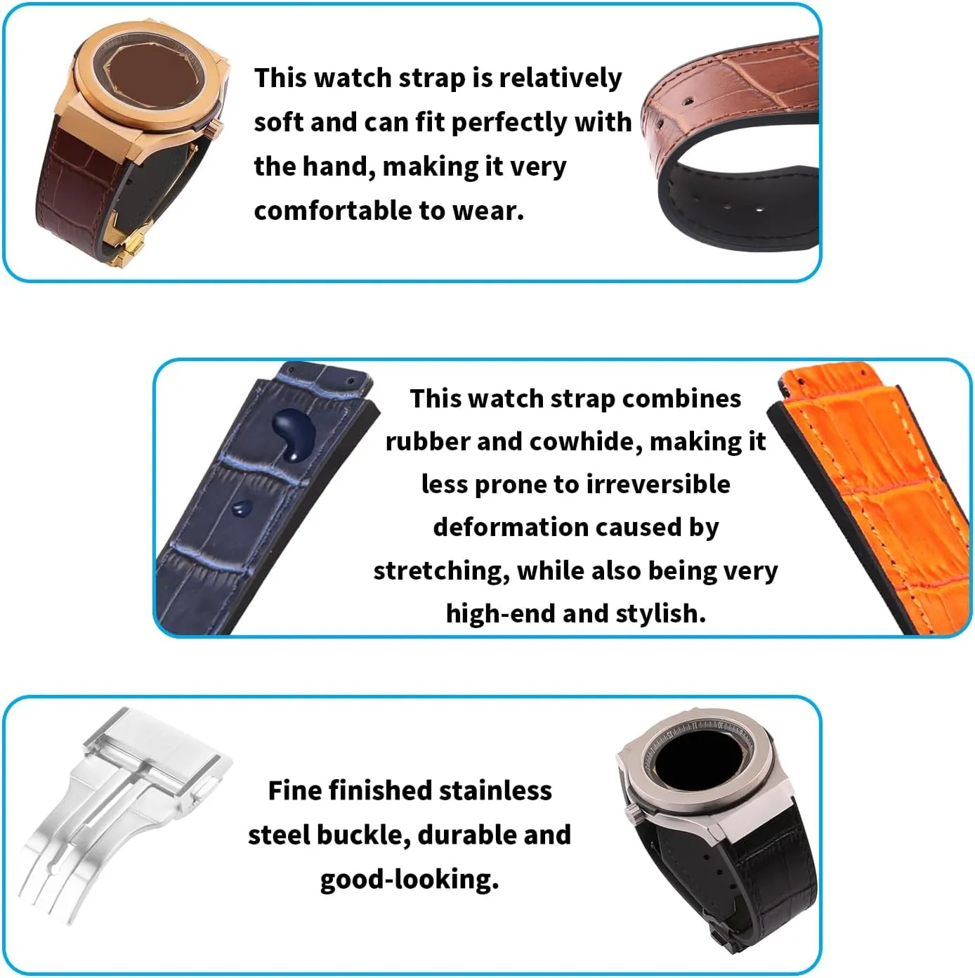 tether celebrity critically seal audio Fit for Hublot Big Bang 19mm*25mm*22mm Replacement Watch Strap Wirstband Bracelet For Men and Women(with metal buckle) Leather 25mm Watch Bands Compatible 