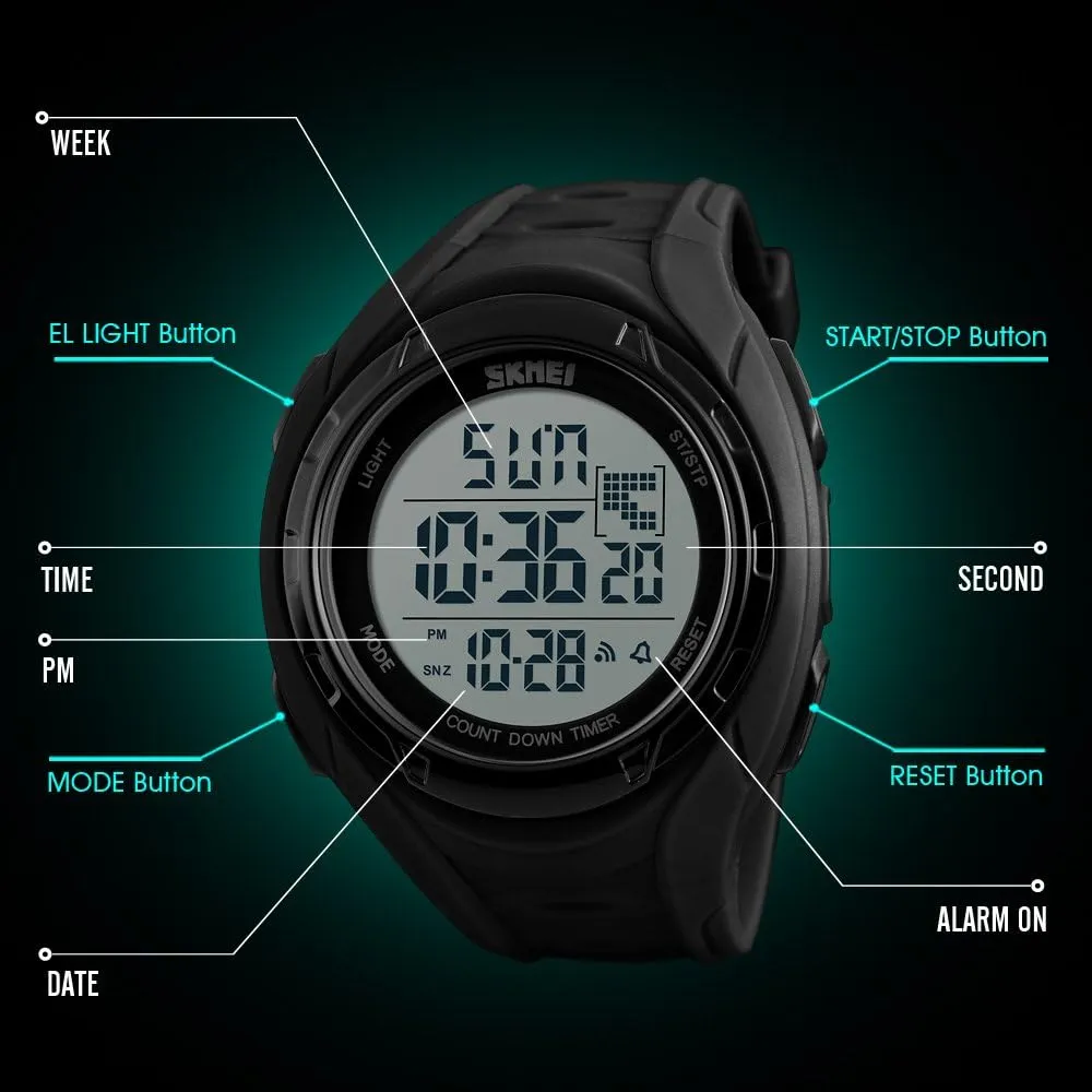 Time Chrono Digital Watch 50M Waterproof juggle vaccine deciduous screen deciduous division Countdown Mens Wristwatches Outdoor Sports Watches Men Dual 