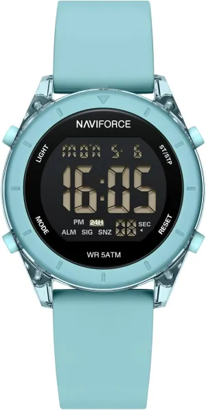 Time Signal and Snooze Function, Silicone Strap Wristwatch for Women NAVIFORCE Digital Sport Waterproof Watches with Stopwatch, sporadic Alarm, 12/24 Hours, Hourly 
