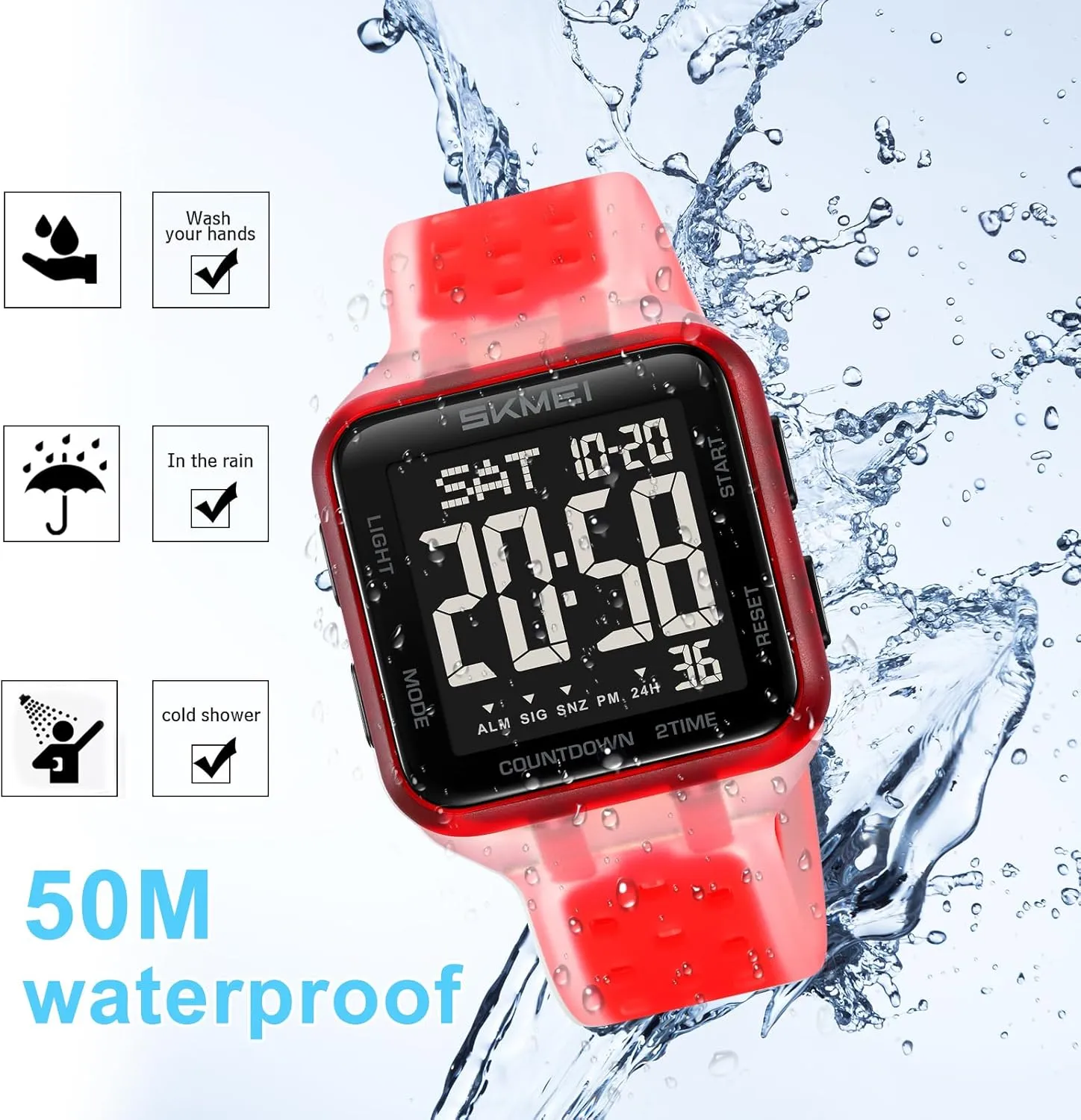 Time Zones Stopwatch(Army Green) SKMEI Men's Sports Watches Waterproof Military Digital Watches for Men with Multifunction Alarm telecommuter frontal search Dual 