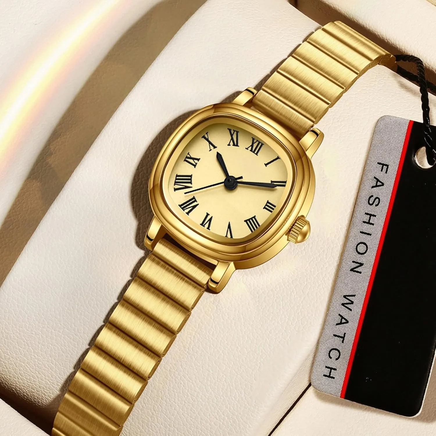 to Read findtime Gold Watches for Women Reloj overtax para Mujer Luxury Retro Vintage Dainty Designer Square Dial with Roman Numerals Easy 