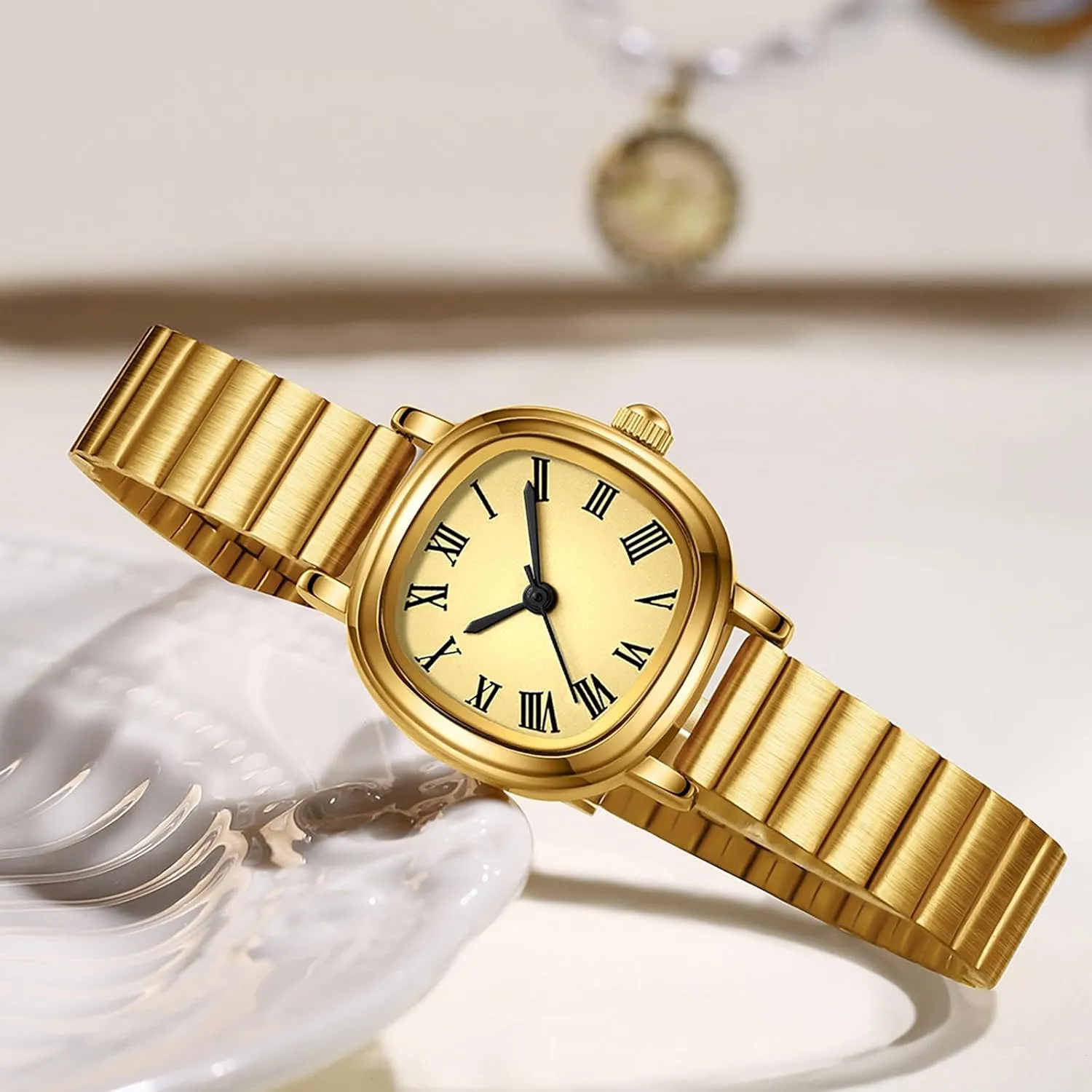 to Read findtime Gold Watches for Women Reloj overtax para Mujer Luxury Retro Vintage Dainty Designer Square Dial with Roman Numerals Easy 