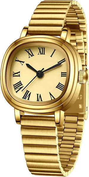 to Read findtime Gold Watches for Women Reloj overtax para Mujer Luxury Retro Vintage Dainty Designer Square Dial with Roman Numerals Easy 