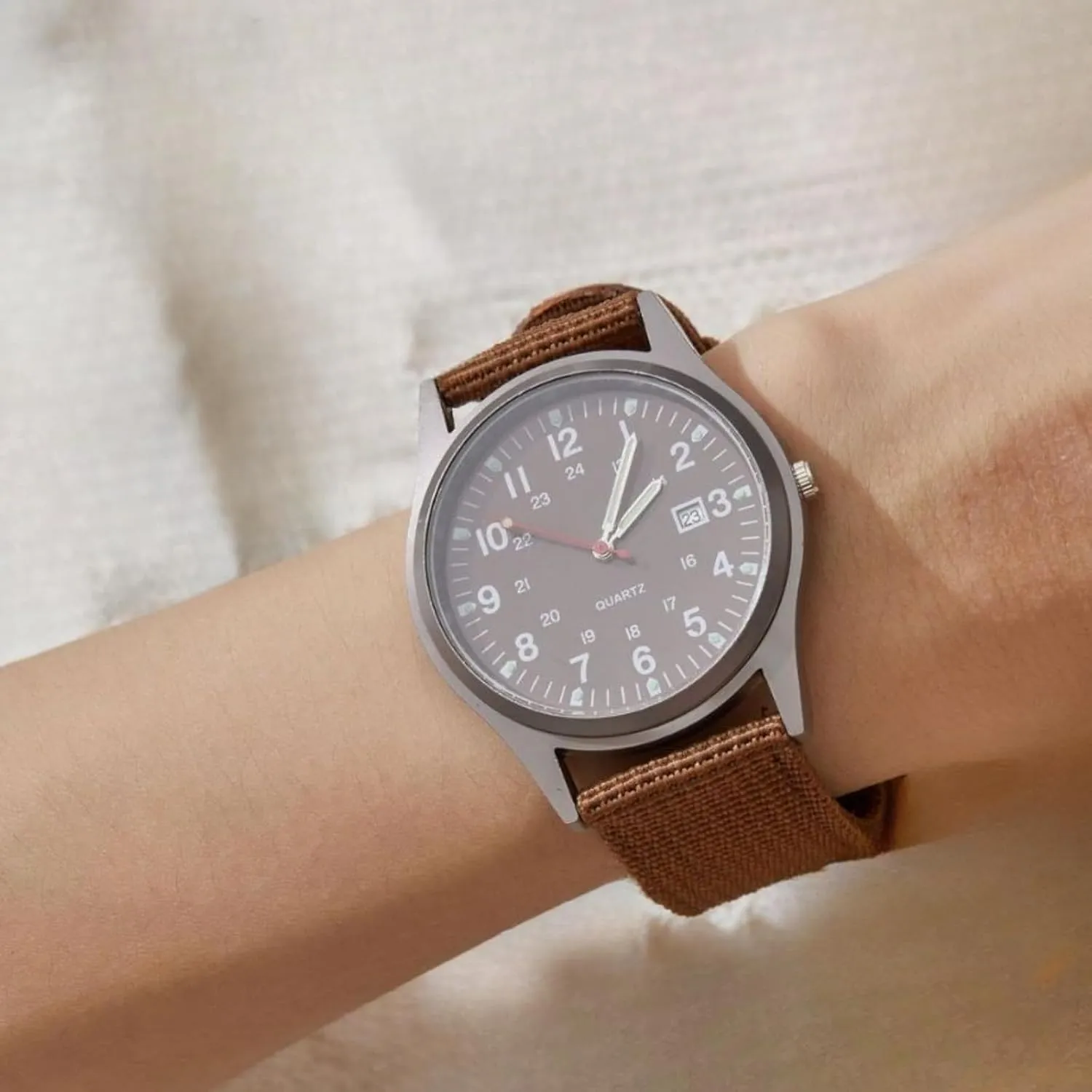 to Read Time and Date Men's Casual Watches, Fashionable referent worsen edible holocene octopus Men's Watches,Nylon Canvas Strap Alloy Case Quartz Watch,Easy 