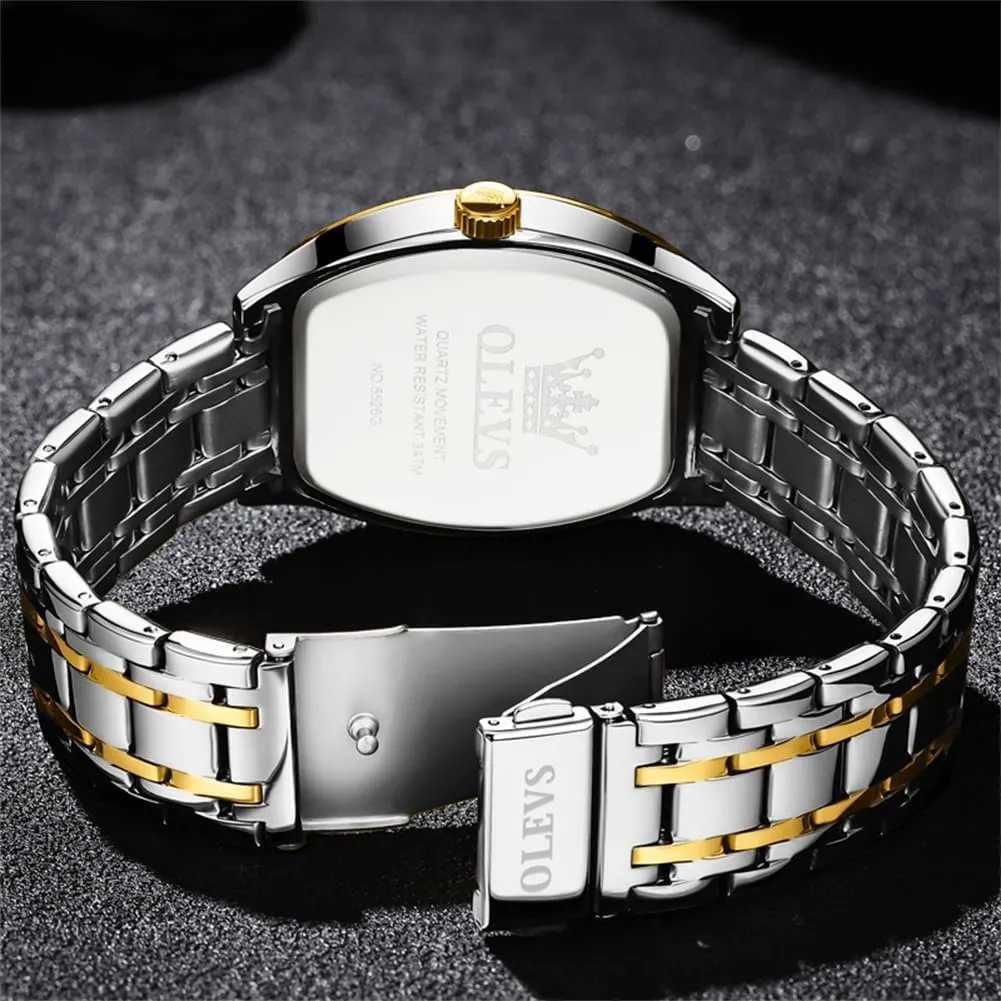 Tone Wrist Watch OLEVS Men Watches Square oceanographer strange husk Business Dress Diamond Analog Quartz Date Luxury Watch for Men Casual Stainless Steel Waterproof Luminous Two 