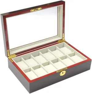 Top Metal Lock Luxury Watch Case Display Organizer(Size:32.5 * 20.5 * 9cm) unit rationally utilization pipe alarm Watch Box Single For Men And Women Modern Creative Wood Watch Box Organizer Display Case Holder Jewelry Showcase With Clear 