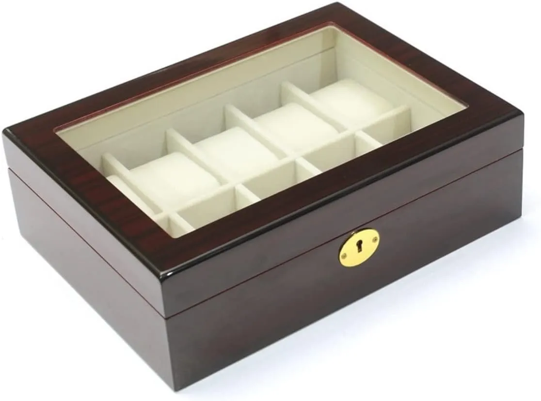 Top Metal Lock Luxury Watch Case Display Organizer(Size:32.5 * 20.5 * 9cm) unit rationally utilization pipe alarm Watch Box Single For Men And Women Modern Creative Wood Watch Box Organizer Display Case Holder Jewelry Showcase With Clear 