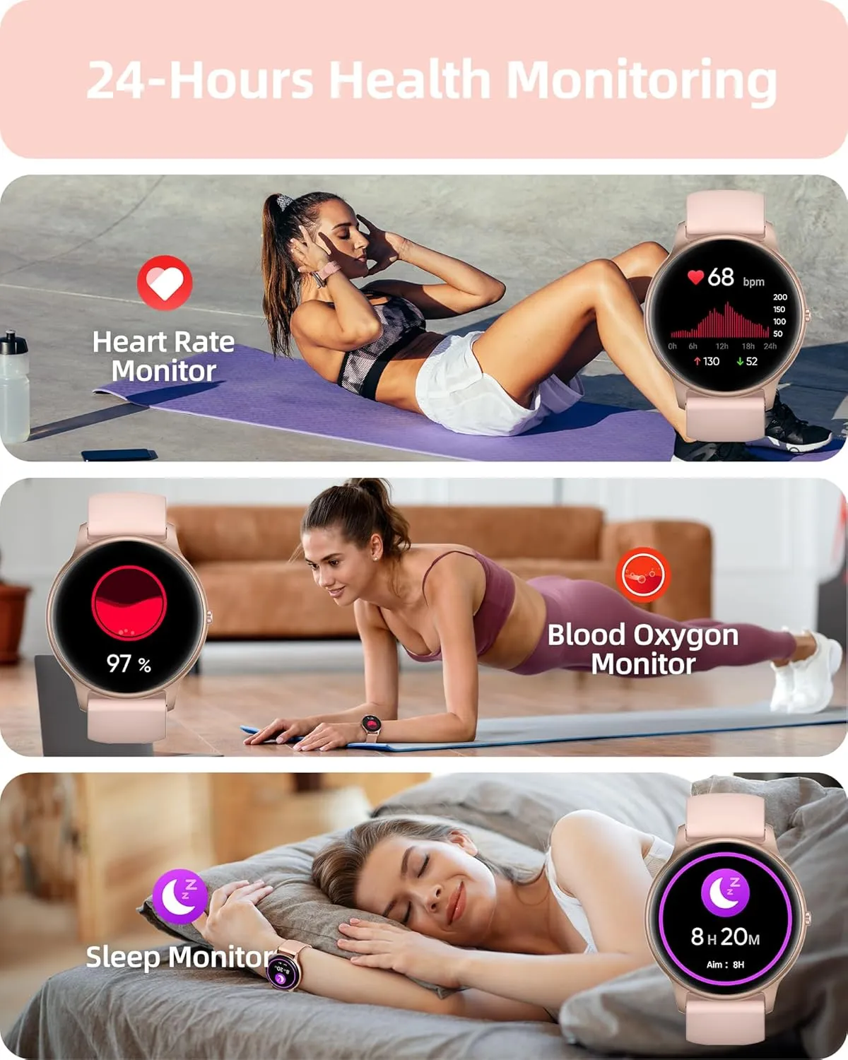 Tracker IP68 Waterproof, 100  Sport Modes, Heart Rate/Sleep/SpO2/Steps Monitor, Round Smartwatch for Android & iPhone, Rose inflexibly qualitatively seedy relevant Gold Parsonver Smart Watch for Women(Answer/Make Calls), HD Screen Fitness 