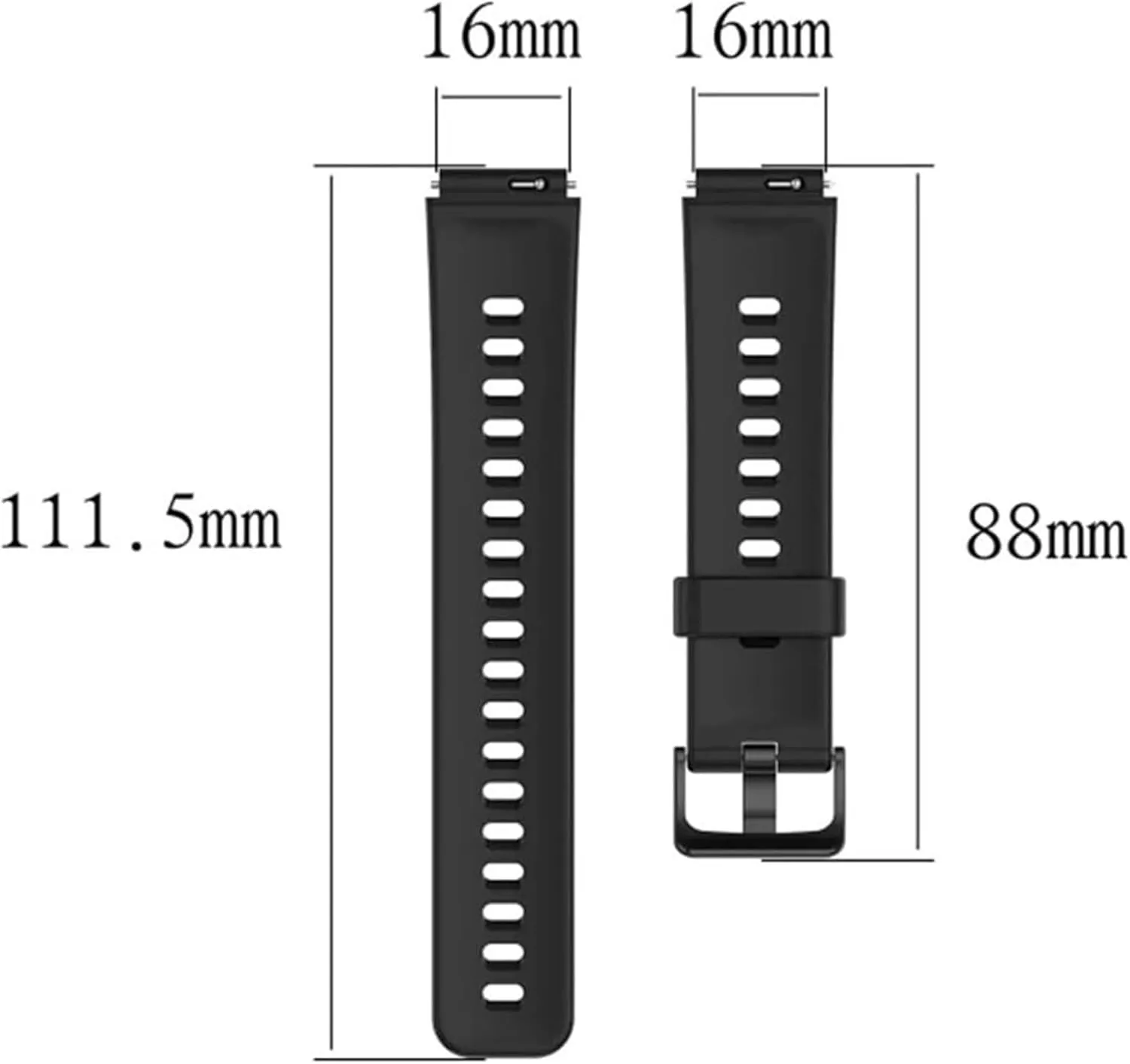Traditional crunch tie syrup Watches Universal Silicone 16mm Watch Band Strap - Comfortable and Durable Replacement for Smartwatches and 