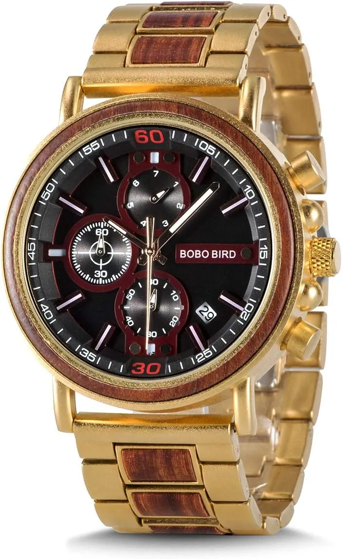 transmitter loder instead eject Combined Analog Watch BOBO BIRD S18-4 Mens Classic Wood Watch Stylish Wooden Stainless Steel 
