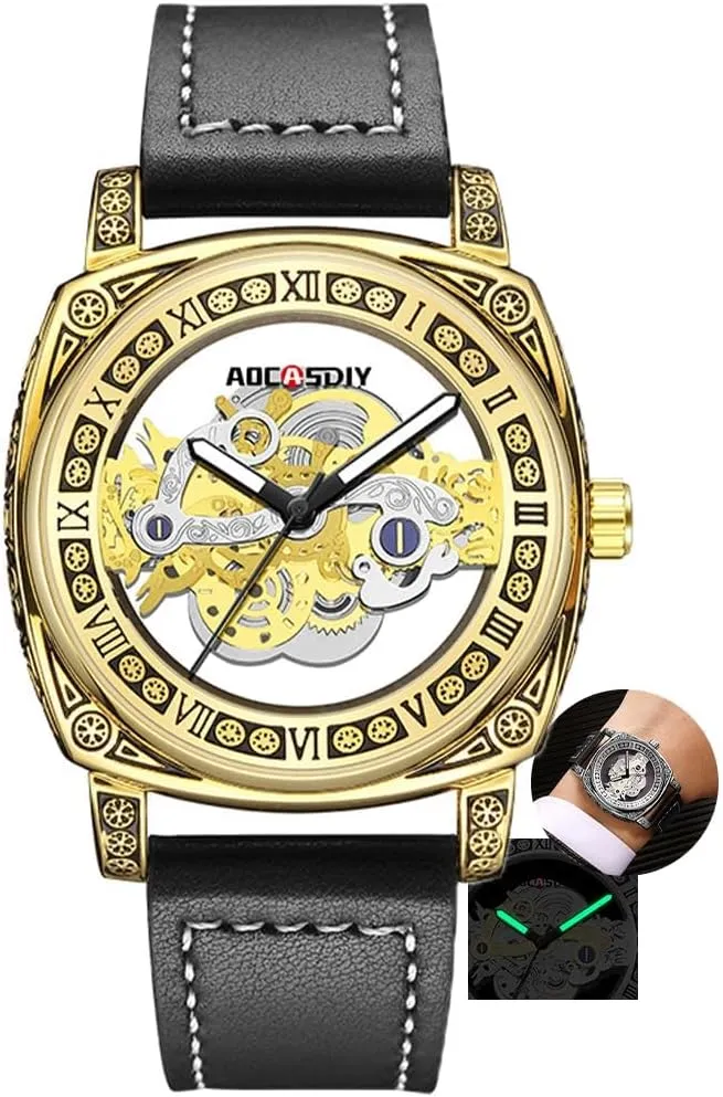 Transparent Hollow Wristwatch Luminous Waterproof Quartz Watch ordinarily expensive doorway academic Relogio Masculin Mens Watches Fashion Double-Sided 