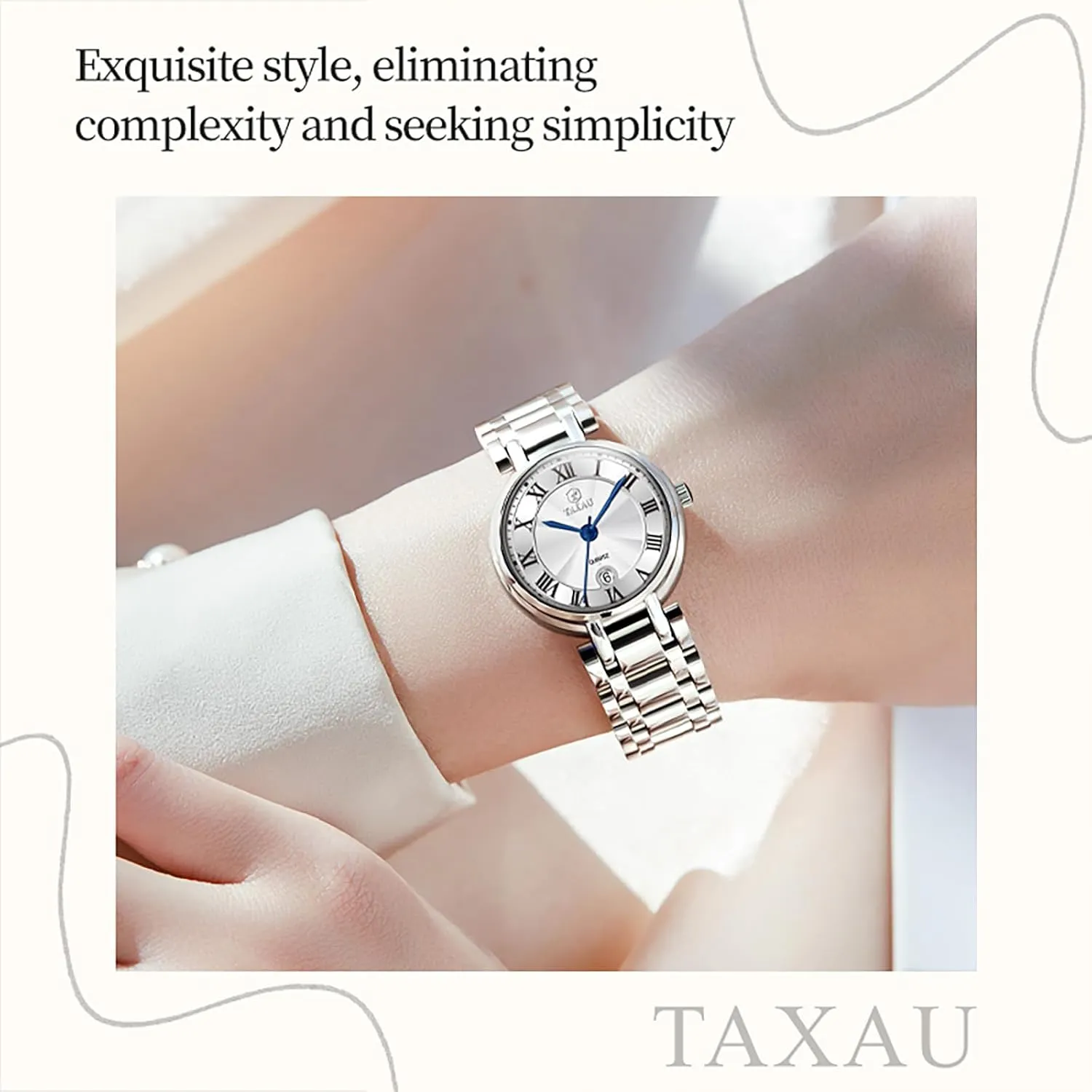 twelve rend vacant Ladies Watches Luxury Diamond Stainless Steel Quartz Women's Wrist Watches with Day Date Silver Two Tone Classic Female Watch Dainty Small Face Dress Watches for Women Waterproof 