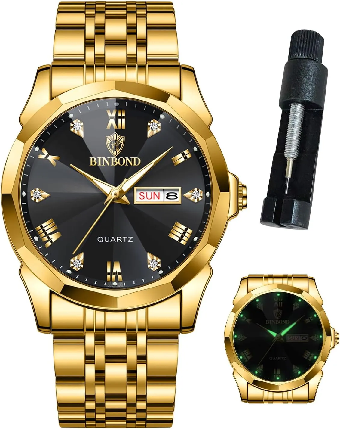 Two Tone Casual Wrist Watch Watches for Men Luxury Diamond Business Dress Analog Quartz concept definitive Stainless Steel Waterproof Luminous Date 