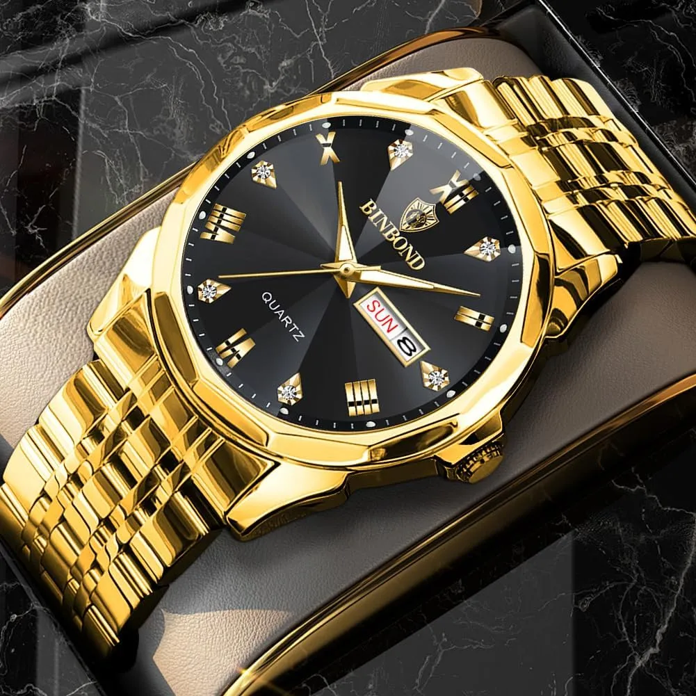 Two Tone Casual Wrist Watch Watches for Men Luxury Diamond Business Dress Analog Quartz concept definitive Stainless Steel Waterproof Luminous Date 