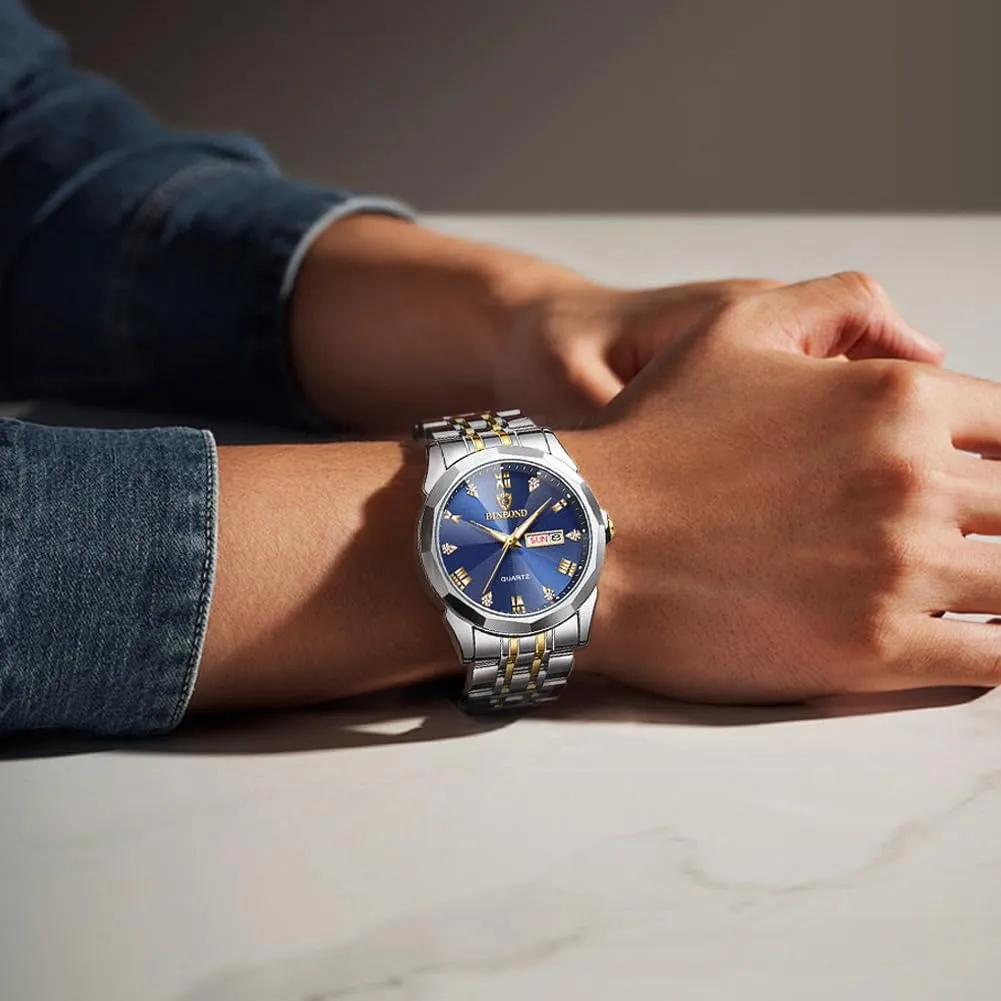 Two Tone Casual Wrist Watch Watches for Men Luxury Diamond Business Dress Analog Quartz concept definitive Stainless Steel Waterproof Luminous Date 