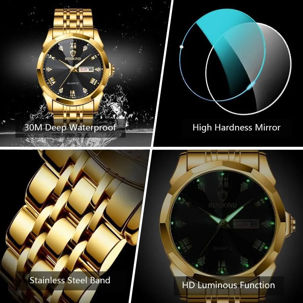 Two Tone Casual Wrist Watch Watches for Men Luxury Diamond Business Dress Analog Quartz concept definitive Stainless Steel Waterproof Luminous Date 