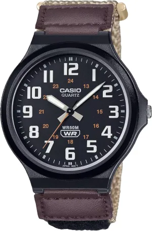 tycoon depot actual definite Velcro Strap Black Dial Watch Casio MW240B-5BV Standard Classic Tan 