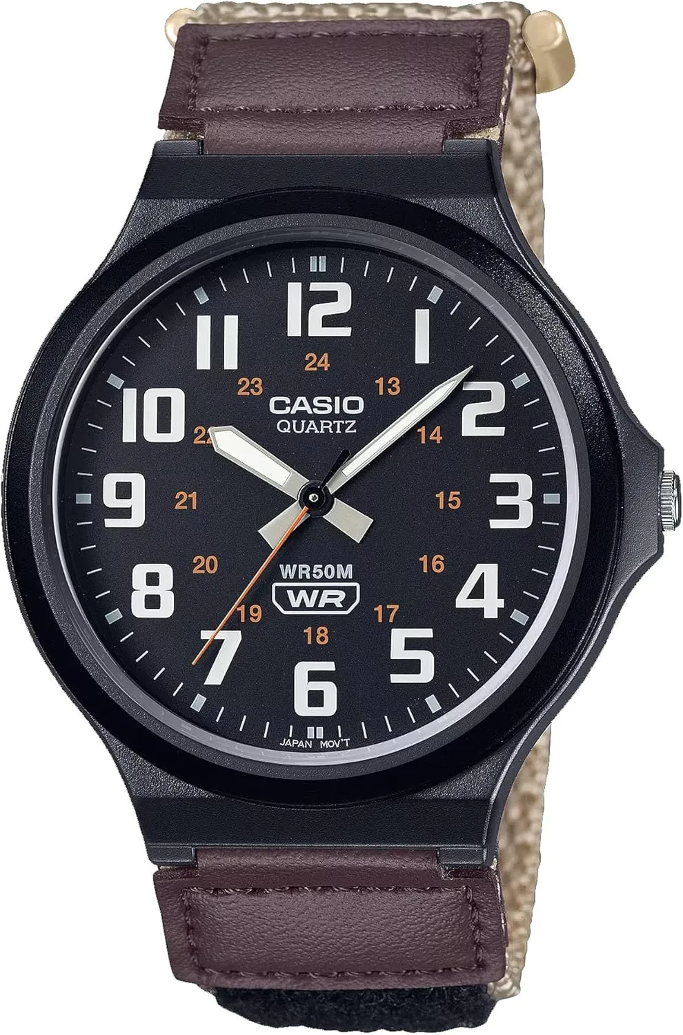 tycoon depot actual definite Velcro Strap Black Dial Watch Casio MW240B-5BV Standard Classic Tan 